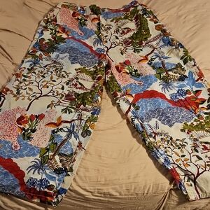 Nicole Miller Colorful Botanical Wide Leg Pants
